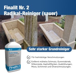 Sehr starker Grundreiniger: Entfernt mühelos Schmutz, Gummiabrieb, Silikonreste, Asphaltflecken, Ausblühungen, Moos, Schimmel und Ölverschmutzungen.