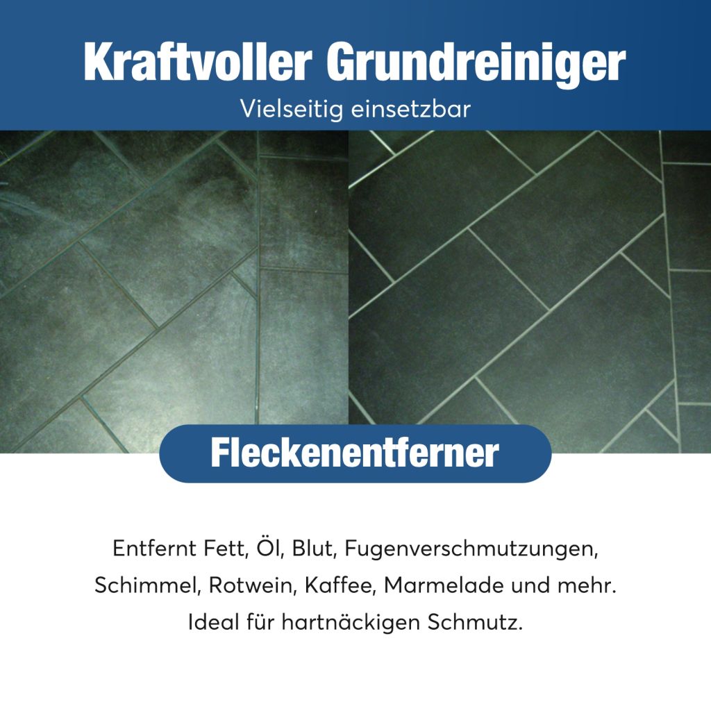 Finalit Nr. 1 Intensiv-Reiniger (basisch) Sehr starker Grundreiniger: Entfernt Fett, Öl, Blut, Rotwein, Kaffee, Marmelade und mehr – ideal für hartnäckigen Schmutz.
