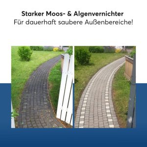 Profi Grünbelagentferner & Algenentferner: Beseitigt Algen (rot, schwarz, grün), Moos, Schimmelpilz & Grünspan.